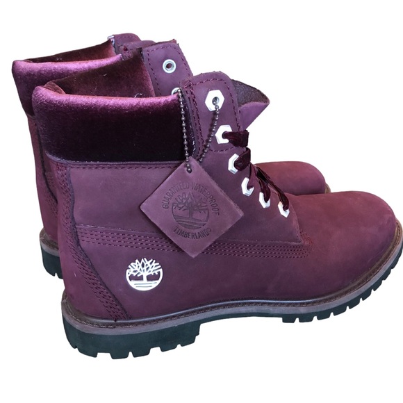 Timberlands Limited Edition Burgundy Velvet Boots size 9 - Picture 8 of 10